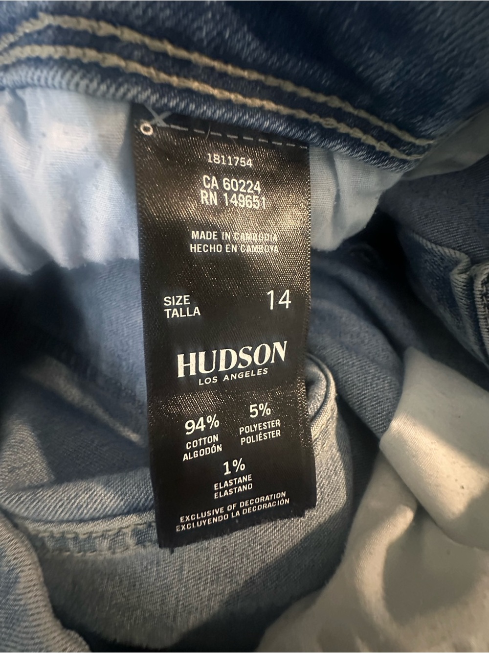 Hudson Women's High Rise Light Denim Wash Straight Leg Flap Pocket Jeans Size 14 - Picture 6 of 6